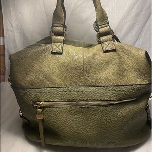 Green leather tote NEW